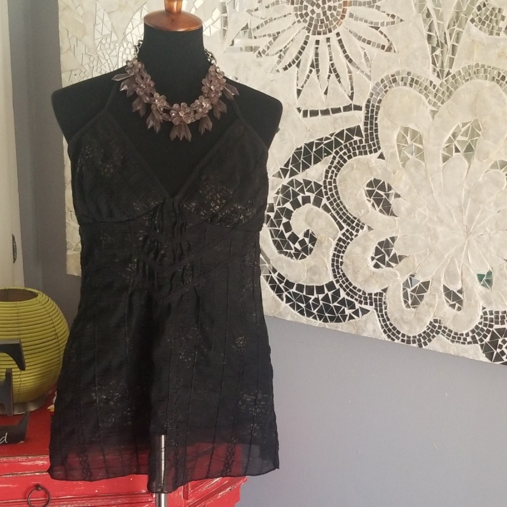 Sexy semi see through halter top